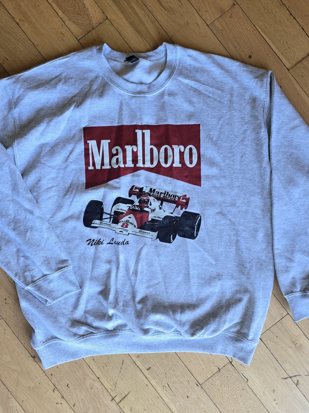 Red Marlboro Graphic 90s Style Racing-Core Retro F1 Formula One Racing Crewneck